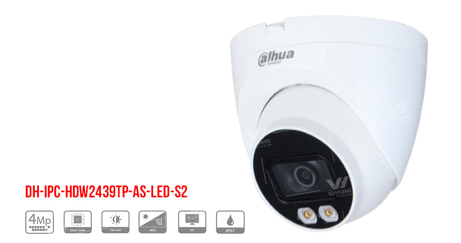 Camera IP Full-Color 4MP DAHUA DH-IPC-HDW2439TP-AS-LED-S2